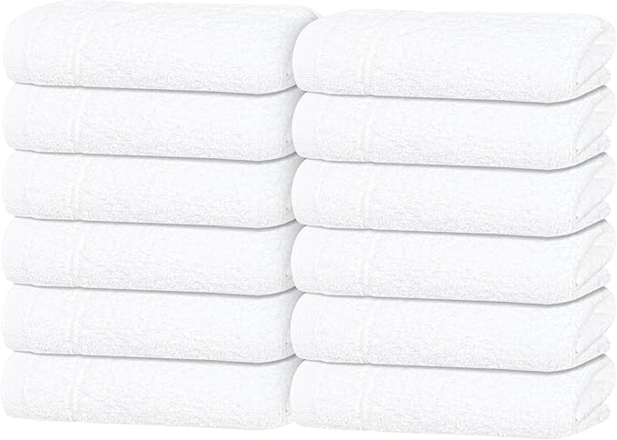 Tens Towels Pack of 12 Washcloths, 12 x 12 Inches, Lighter Weight, Quick to Dry