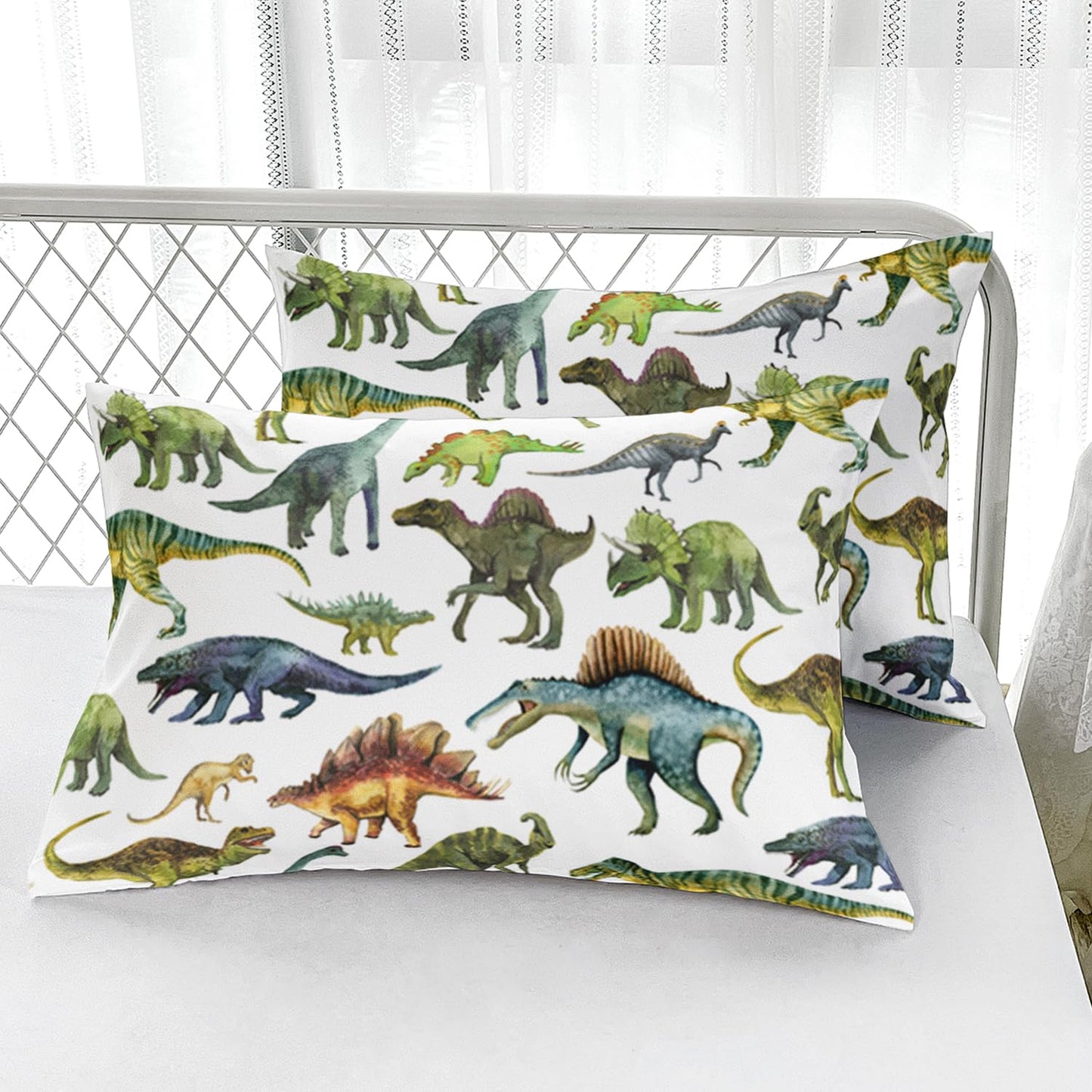 Nttopship Dinosaur Comforter Sets Twin Size，Dinosaur Printed Quilt Set for Bedroom Soft Microfiber All Season Print Quilt Set with 1 Comforter and 2 Pillow Case