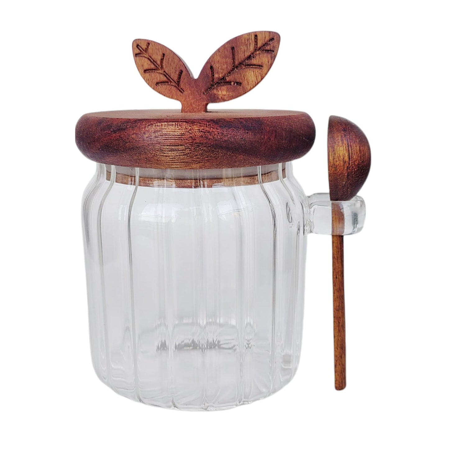 BUITLU Sugar Bowl with Lid and Spoon,17 oz Sugar Container for Coffee Bar, Glass Coffee Canister, Airtight Food Storage Jar, Brown Sugar Container, Cereal Tea Salts Spice Jar