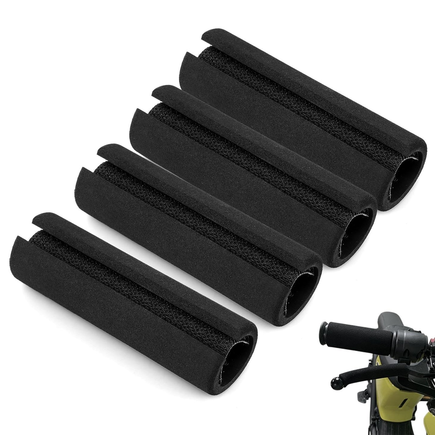 4 Pcs Foam Shock Absorbing Handle Grips - Hook and Loop Tape Wrap for Bicycle Fitness Equipment Strollers Garden Tools Home Exercise Handlebar Replacement