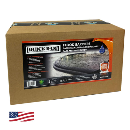 Quick Dam Water Activated 17ft Flood Barriers, Reusable Water Absorbers for Diverting Water, Protects from Rain, Spills, Leaks, Floods & More, 5 Pack