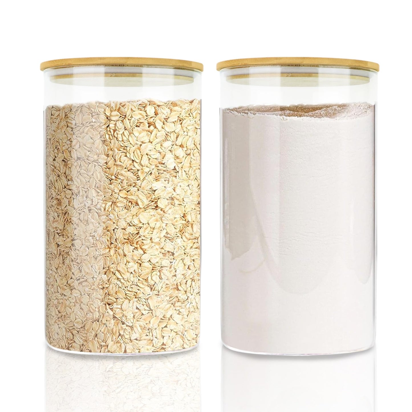 Large Glass Cereal Containers Storage with Airtight Bamboo Lids,Pantry Storage Container,Perfect for Kitchen Organization - Flour, Rice, Pasta, Sugar, Coffee Beans, Accessories Included,2 packs(168oz)