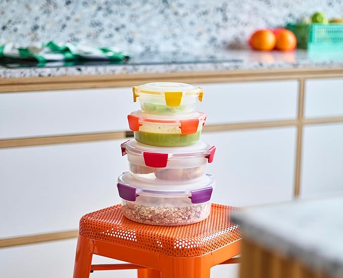 Joseph Joseph Nest Lock 8-piece Plastic BPA Free Round Food Storage Container