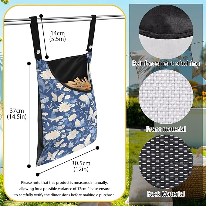 3 Pcs Butterfly and Floral Clothespin Bag
