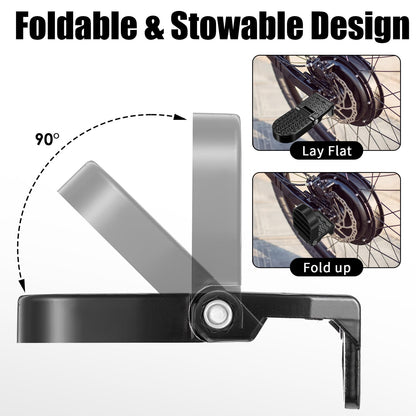 Afcabakila 2Pcs Aluminum Alloy Foot Pegs for E-Bike & Mountain Bike, 4.3 x 1.8 Inch Non-Slip Passenger Peg for Road Bike & BMX Accessories, Folding Rear Pedals, Durable, Space-Saving