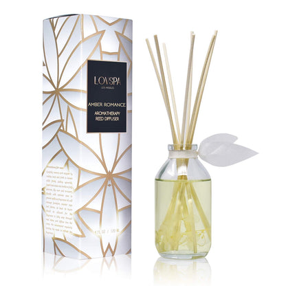 LOVSPA Reed Diffuser Set, Smoked Vanilla Scented Oil Diffuser with Sticks, Home Fragrance Accessories for Bathroom Shelf Decor, Aroma Diffusers for Home or Office Fall Decor, USA Made