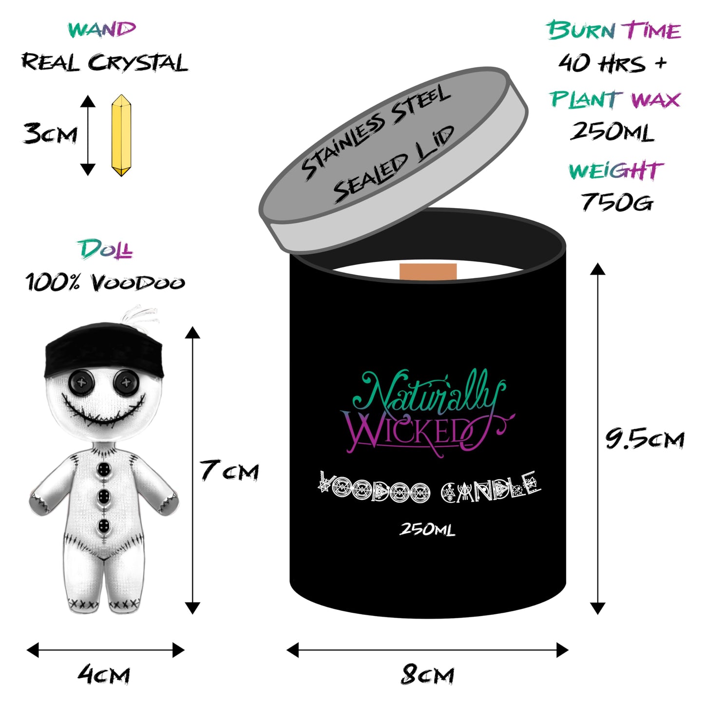 Naturally Wicked Hypnotwist Enjoy Candle | Hypnotic Crystal Spell Candle | Inc Crystal Spinning Top