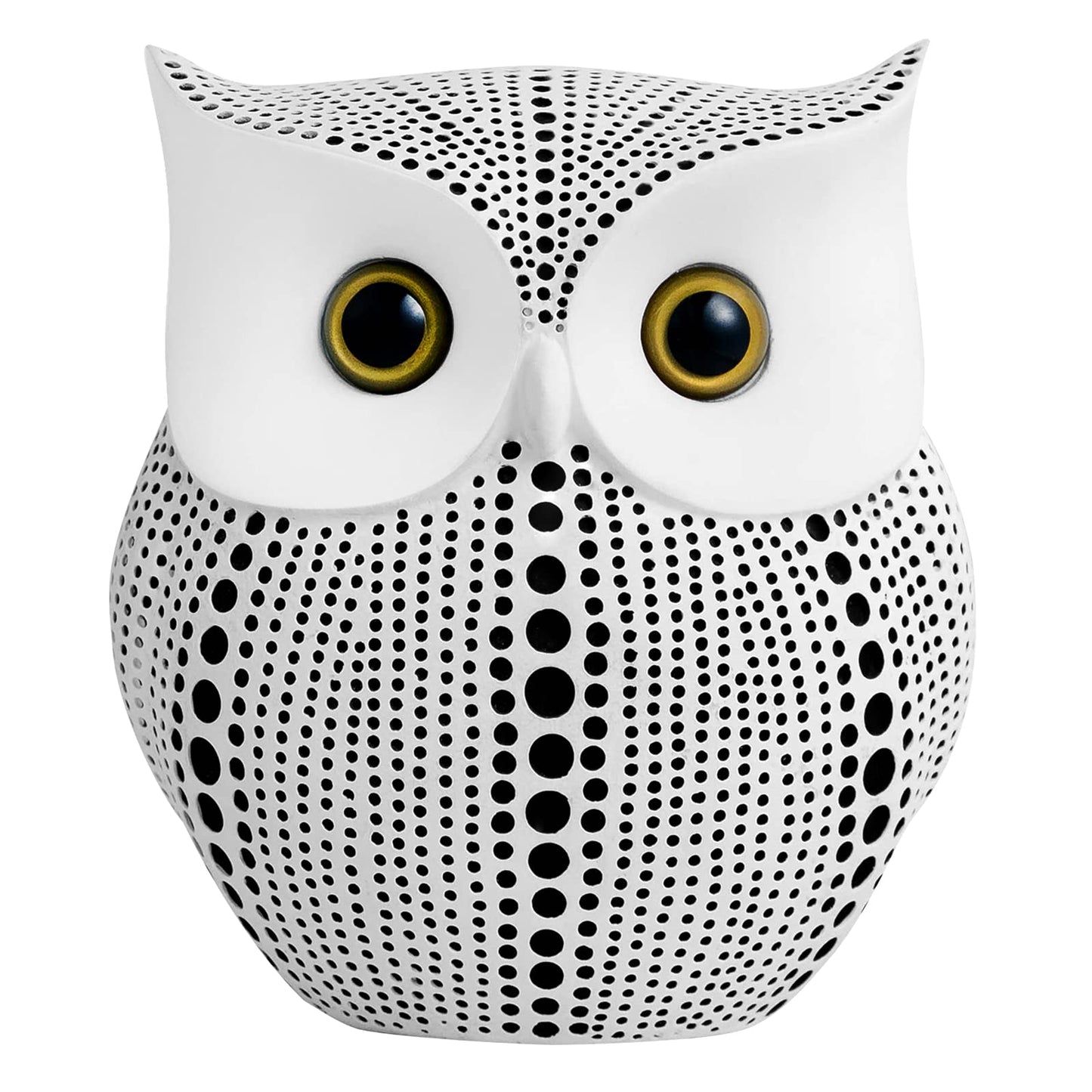 APPS2Car Owl Statue for Home Decor Accents Office Decoration, Handmade Polka Dots Buhos Modern Bird Figurine for Indoor Book Shelf Desktop Cabinet Fireplace Mantel Living Room Bedroom Ornament (White)