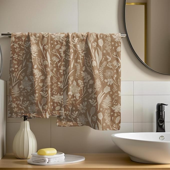 Brown Spring Floral Hand Towels