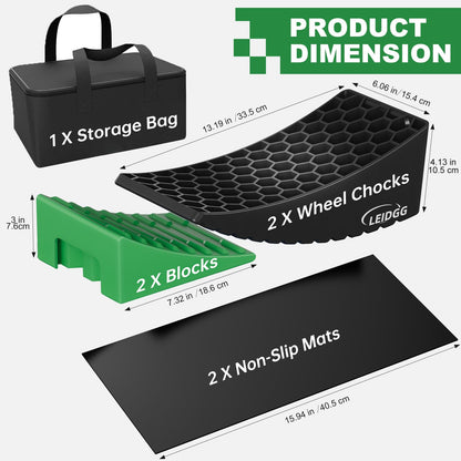 LEIDGG 2Packs RV Leveling Blocks System Kit Camper Leveling Blocks for RVS Trailer with Carrying Bag, Anti-Slip Mats, T Bubble Level Up to 35000 LBS