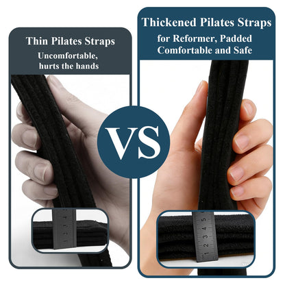 2 Pack Pilates Reformer Straps with Soft Padding - Double Loop D-Ring Accessories for Pilates, Yoga & Home Gym