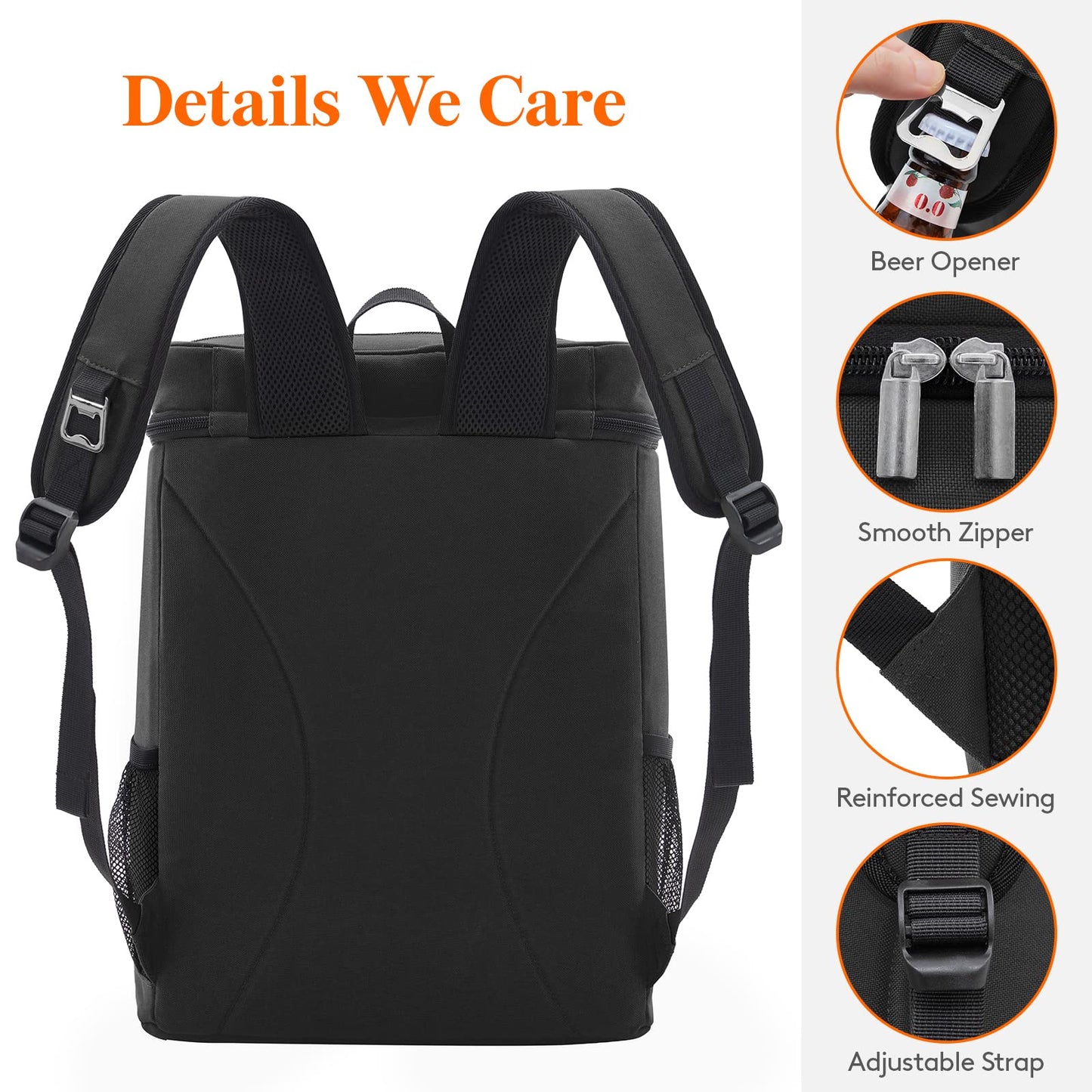 Lifewit 30 Cans Backpack Cooler Waterproof Insulated Soft Lunch Backpack Lightweight Leakproof Cooler Bag for Men Women Adults for Work Picnics Beach Camping Travel Outdoor Activities, Black