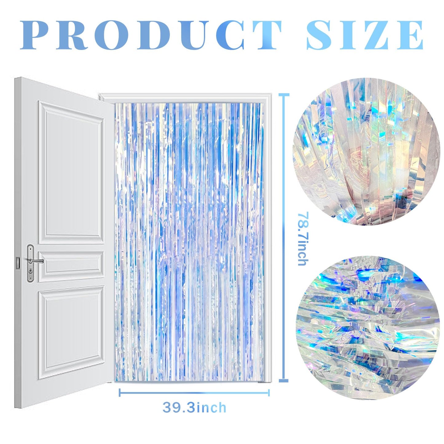 2 Pack Iridescent Party Backdrop Decorations Tinsel Curtain Birthday Decorations Foil Fringe Photo Booth Streamer Backdrop Iridescent Theme Christmas Bachelorette Graduation Party Decorations
