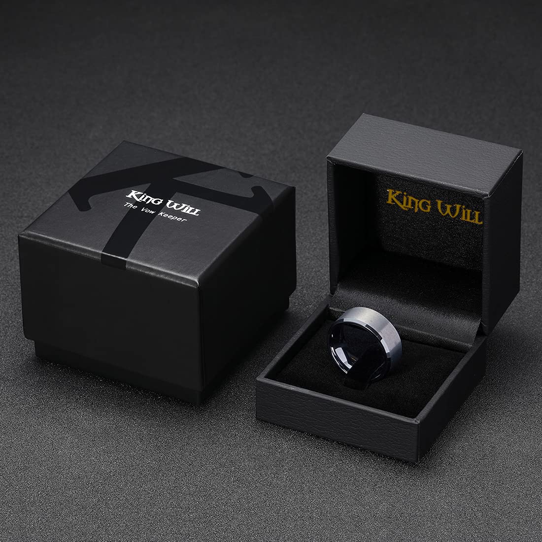 King Will Silver 9mm Men's Wedding Ring - Brushed Matte Finish, Beveled Polished Edge, Comfort Fit Size 12