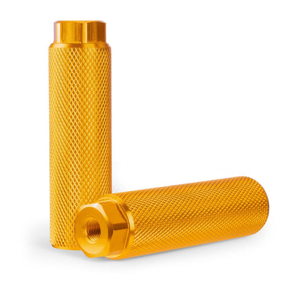 Shwsed Bike Pegs, Aluminum Anti-Skid BMX Bicycle Foot Pegs for Mountain Bike Cycling, Stunt Pegs Fit 3/8 inch Axles (Orange)