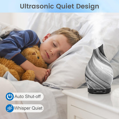 120ML Essential Oil Diffuser, 3D Glass Aromatherapy Diffuser with Auto Shut-Off and 7 Color LED Lights, Ultrasonic Mist Humidifier with 4 Timer for Home Office Bedroom (3D Fireworks)