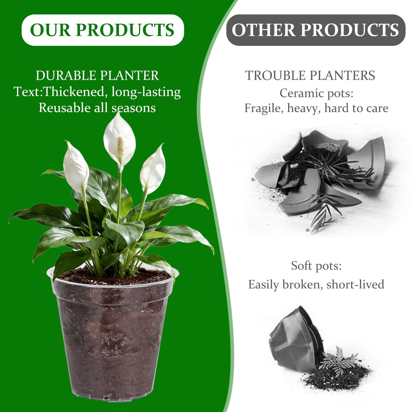 Simihiran 12 Pcs 8/9/10/12 Inch Large Clear Nursery Pots with Drainage Holes - Variety Pack Transparent Plant Pots for Orchids Succulents Indoor Outdoor Root Health
