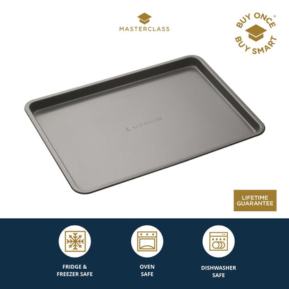 MasterClass Baking Tray, Non-Stick Oven Tray for Baking and Roasting 35x25x2cm, Sleeved, Grey
