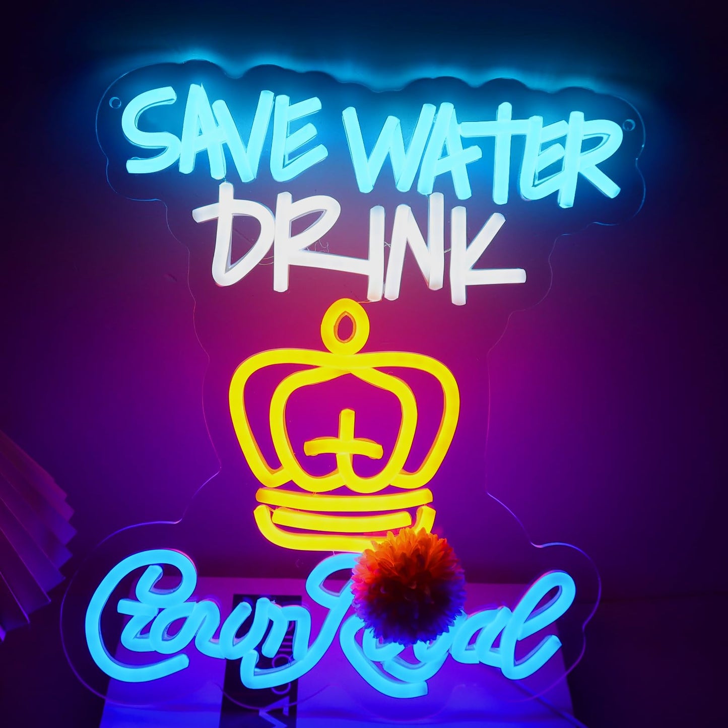 Balanar Save Water Neon Sign for Wall Decor ，Dimmable Whiskey Neon Sign for Man Cave，Party, Bars, Home Decor 、Holiday Gifts12.2 * 14.1inch