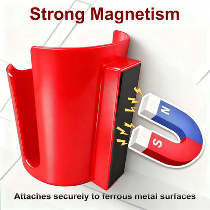 CREAWEA 2PCS Magnetic Cup Holder/Caddy, Black and Red, Strong Magnet Organizer for Fridge, Cabinet & Vehicle - Holds Cups, Cans and Bottles