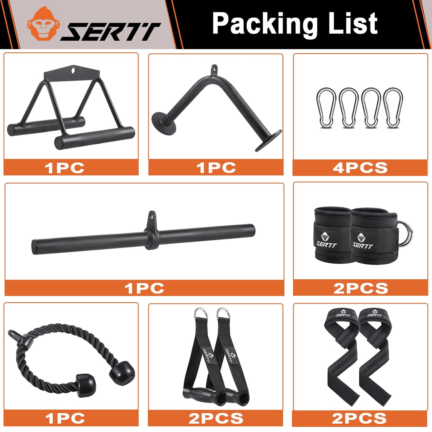Cable Machine Attachment for Home Gym, SERTT LAT Pulldown Attachments, Weight Machine Accessories for LAT Pull Down & Weight Training, Cable Workout Accessories