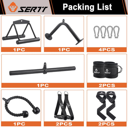 Cable Machine Attachment for Home Gym, SERTT LAT Pulldown Attachments, Weight Machine Accessories for LAT Pull Down & Weight Training, Cable Workout Accessories