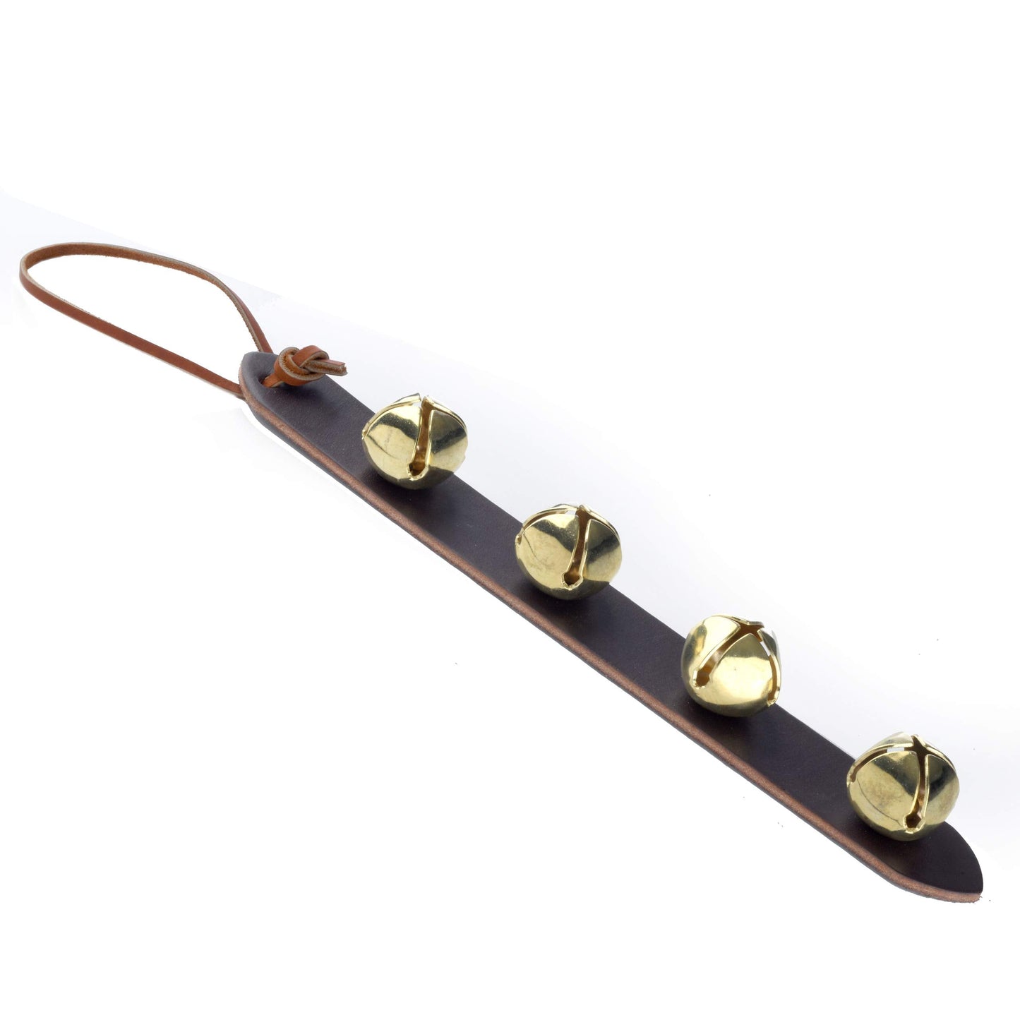 Amish Crafted Leather Strap Arctic Sleigh Bell Door Hanger Hanging Jingle Bells (Brown Leather, 14 Inches)