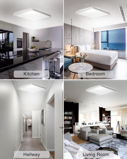 zemty 36W 29CM LED Ceiling Lights, 3240LM Waterproof Bathroom Light, Super Bright 6500K Daylight White, Modern Square Flush Mounted Lighting Fixture for Kitchen Hallway Living Room Bedroom Office