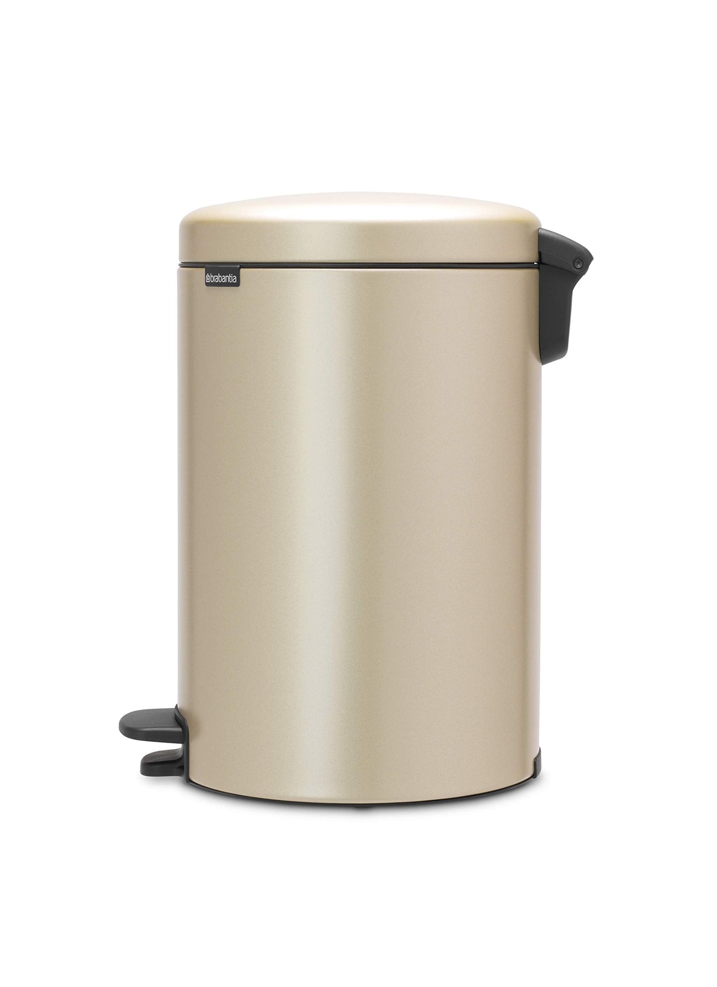 Brabantia Step-On Trash Can | Metallic Gold | 5.3 Gallon / 20L | Bathroom, Bedroom, Office Trash Can with Light Pedal Opening, Handle & Removable Inner Bucket | 11.4 x 15 x 18.4 | + Trash Bags