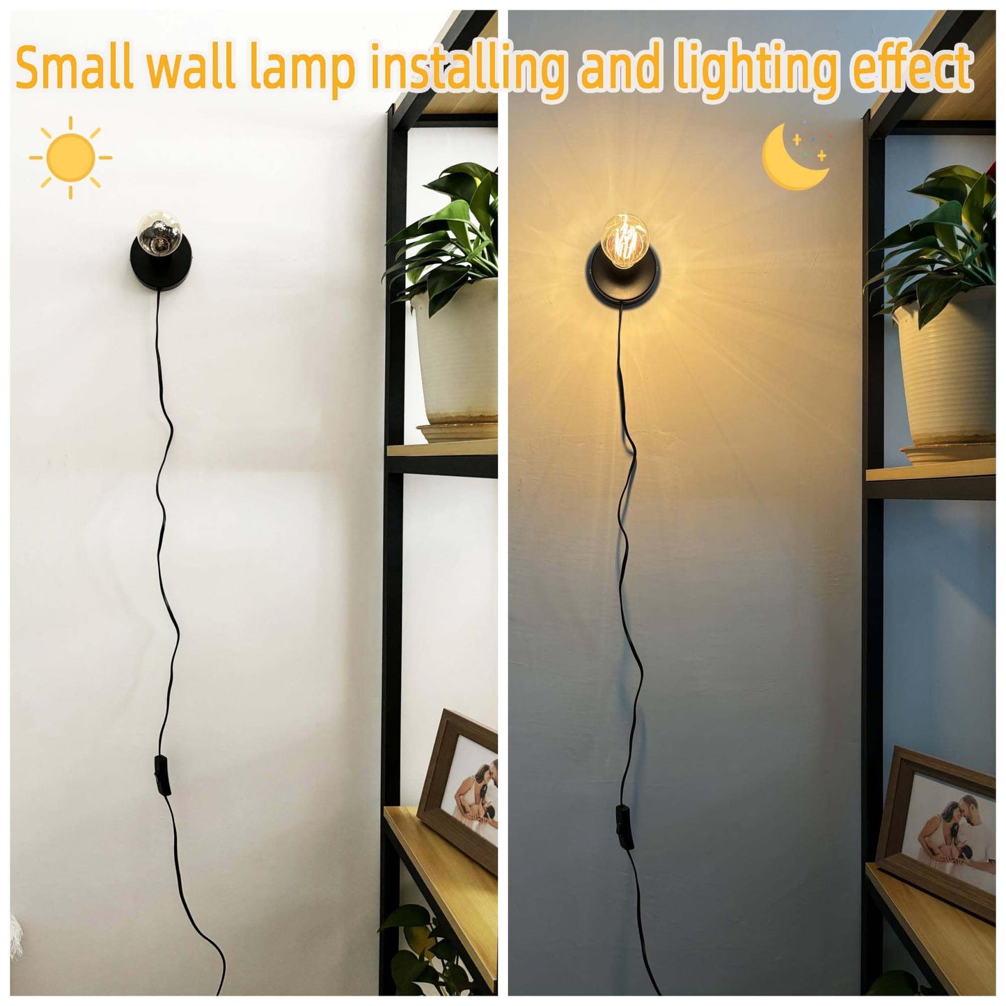 atiyoc Black Polished Metal Desktop Lamp Base, Small Industrial Table Lamp Base Only, Simple E26/E27 Screw Light Socket Edison Bulb Holder Base,5.7ft Cord On/Off Switch US Plug (2 Pack)
