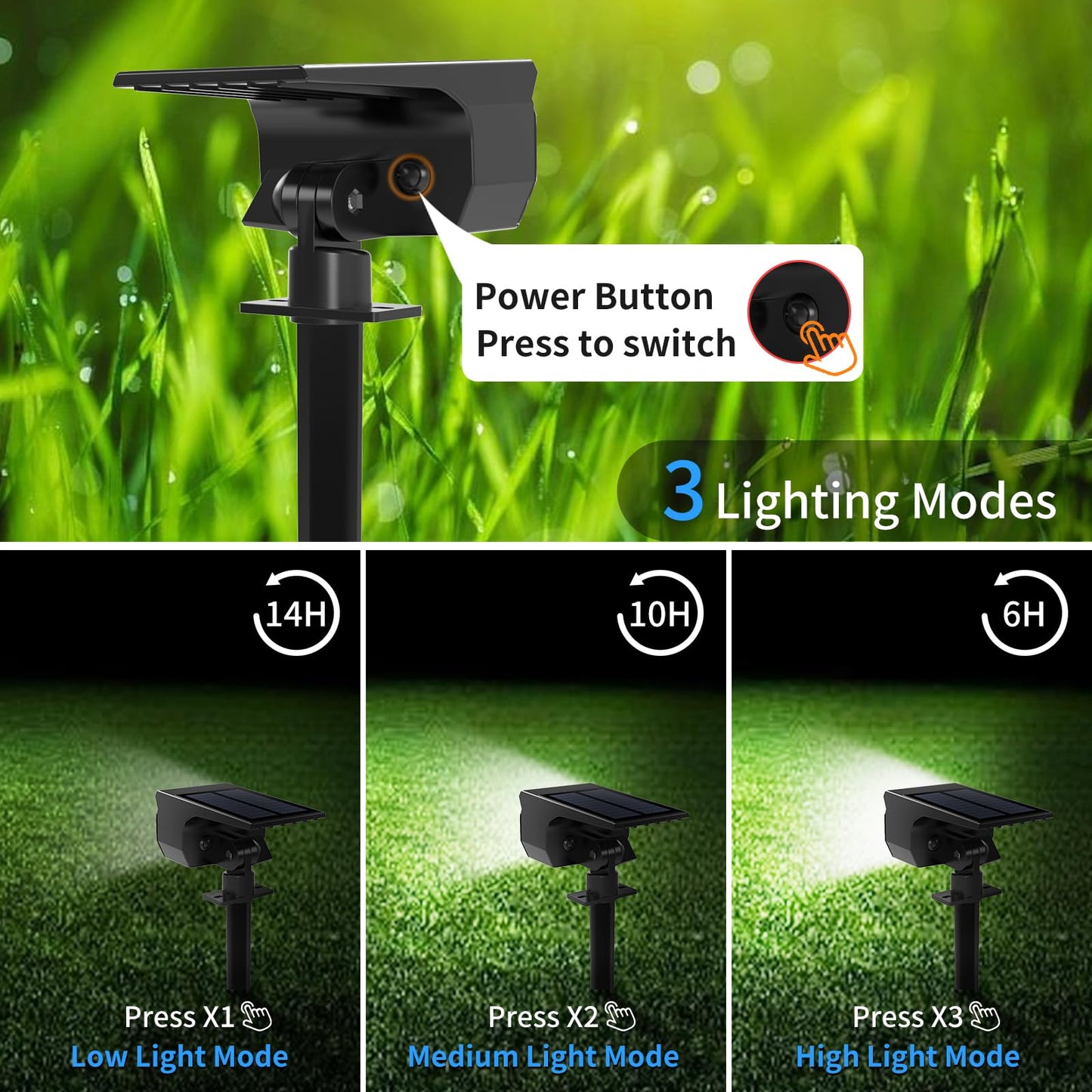 Tadyreal Solar Spot Lights Outdoor 10 Pack, [46 LED/3 Modes] Solar Landscape Spotlights Waterproof, 2-in-1 Auto On/Off Solar Powered Lights for Outside Yard Garden Wall Pathway(Cool White)