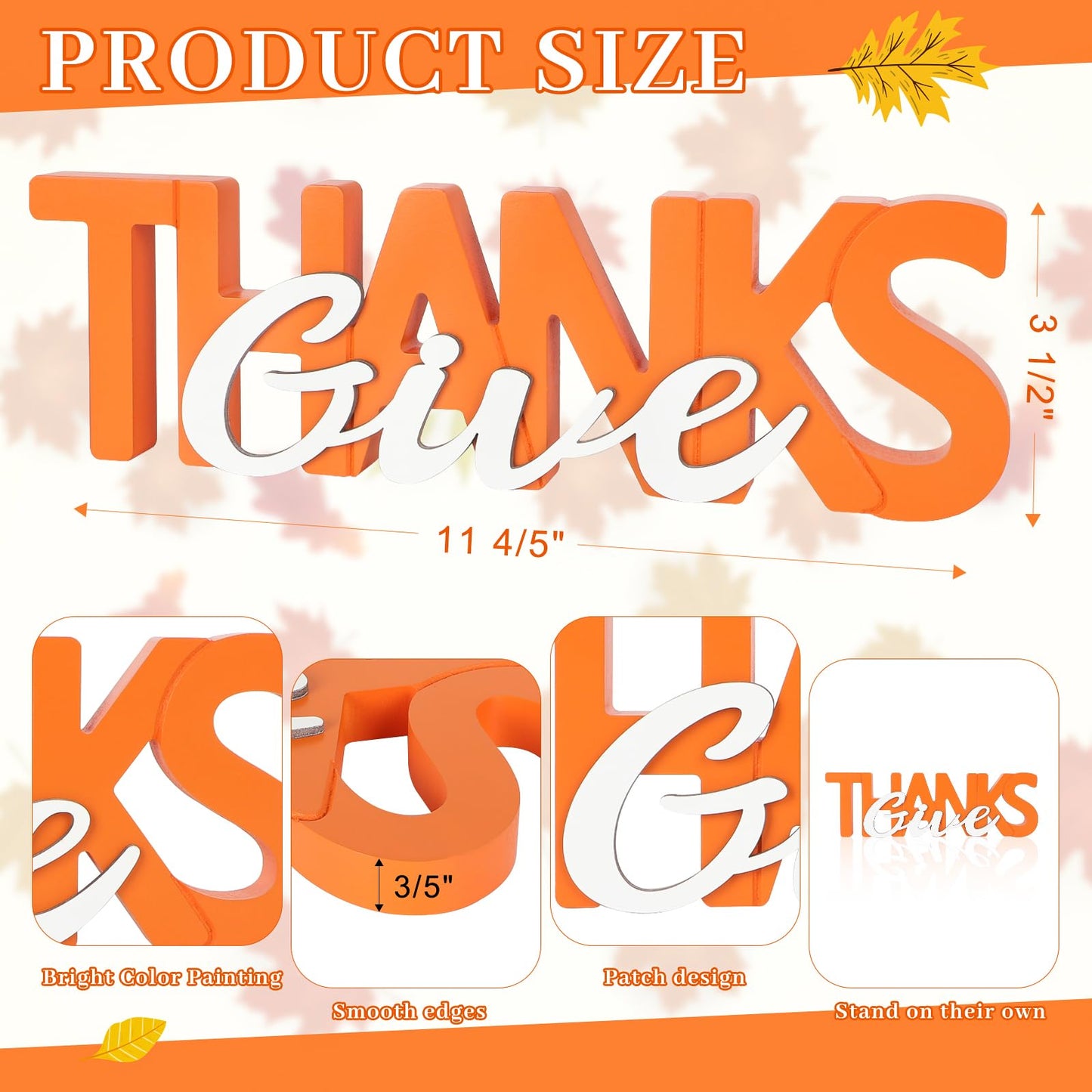 COCHIE Wooden Thanksgiving Give Thanks Sign, Fall Decorations for Home, Office, Shelf, Mantel, Indoor, Wood Thanksgiving Decor, Autumn Table Top Party Decoration (Give Thanks)