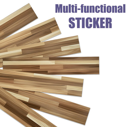 PLIGREAT 15 Strips Brown Wood Pattern Stair Decals Peel and Stick Stairs Riser Stickers Lifelike Style Murals Decor for Steps 7.1"x39" Self-Adhesive Stair Riser Decals for Home Hotel Decor