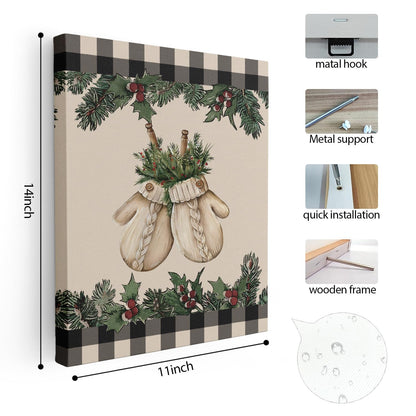 Paperwhite Mittens Christmas Wall Art, Prints for Home Office, 11x14 Inch Framed
