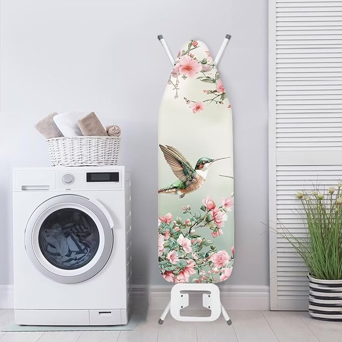 Floral Hummingbird Ironing Board Cover Elastic Edge Heavy Duty Iron Pad Covers