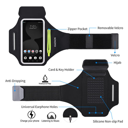 Running Armband with Earphone Pouch & Card Slot, Running Phone Holder for iPhone 17 16 15 14 Pro Max Plus Galaxy S25 S24 S23 Ultra, Up to 6.8" Phones