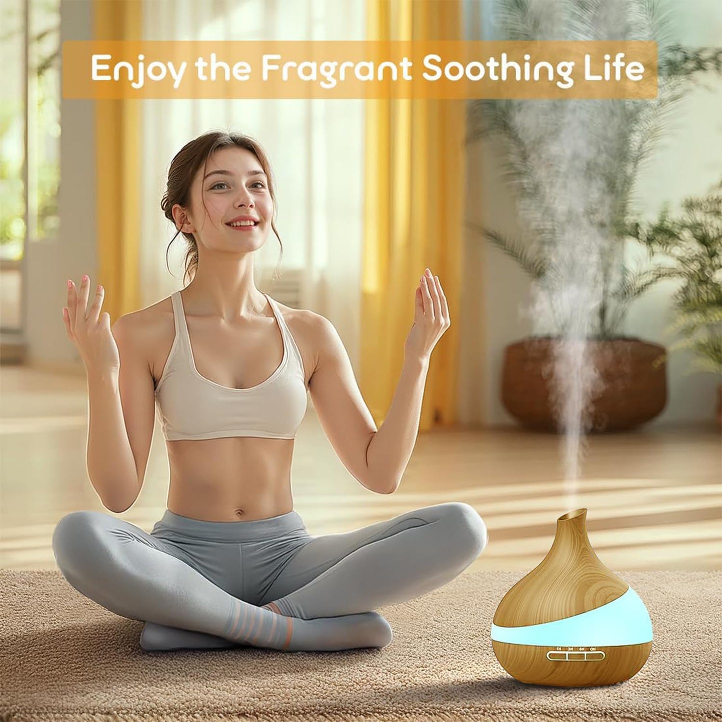 HJTHJT 500ML Essential Oil Diffuser: Aroma Diffuser with Remote Control for Hotel Spa Yoga Room - Humidifiers for Bedroom with 14 Colors LED Night Light for Kids/Women Home Relaxation