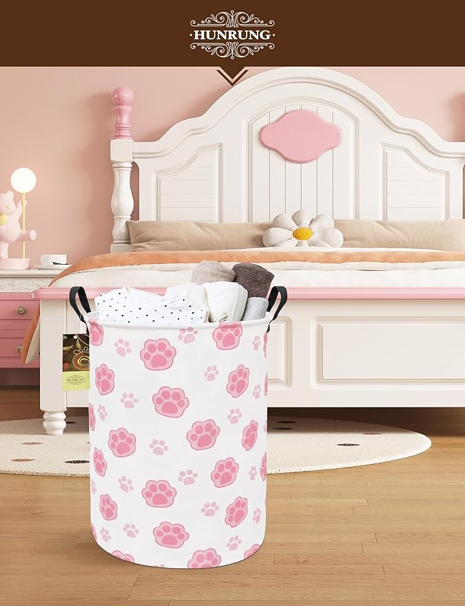 HUNRUNG Laundry Hamper, Large Canvas Fabric Lightweight Storage Basket Toy