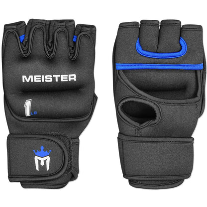 Meister Elite 1lb Neoprene Weighted Gloves for Cardio & Heavy Hands (Pair) - 1lb x 2 - Black/Blue
