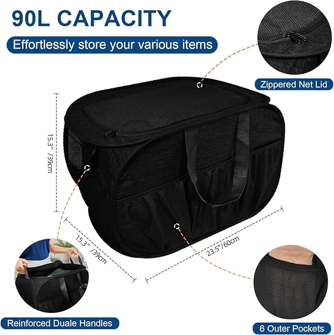 Collapsible Laundry Baskets, Tear Proof Pop Up Laundry Hamper