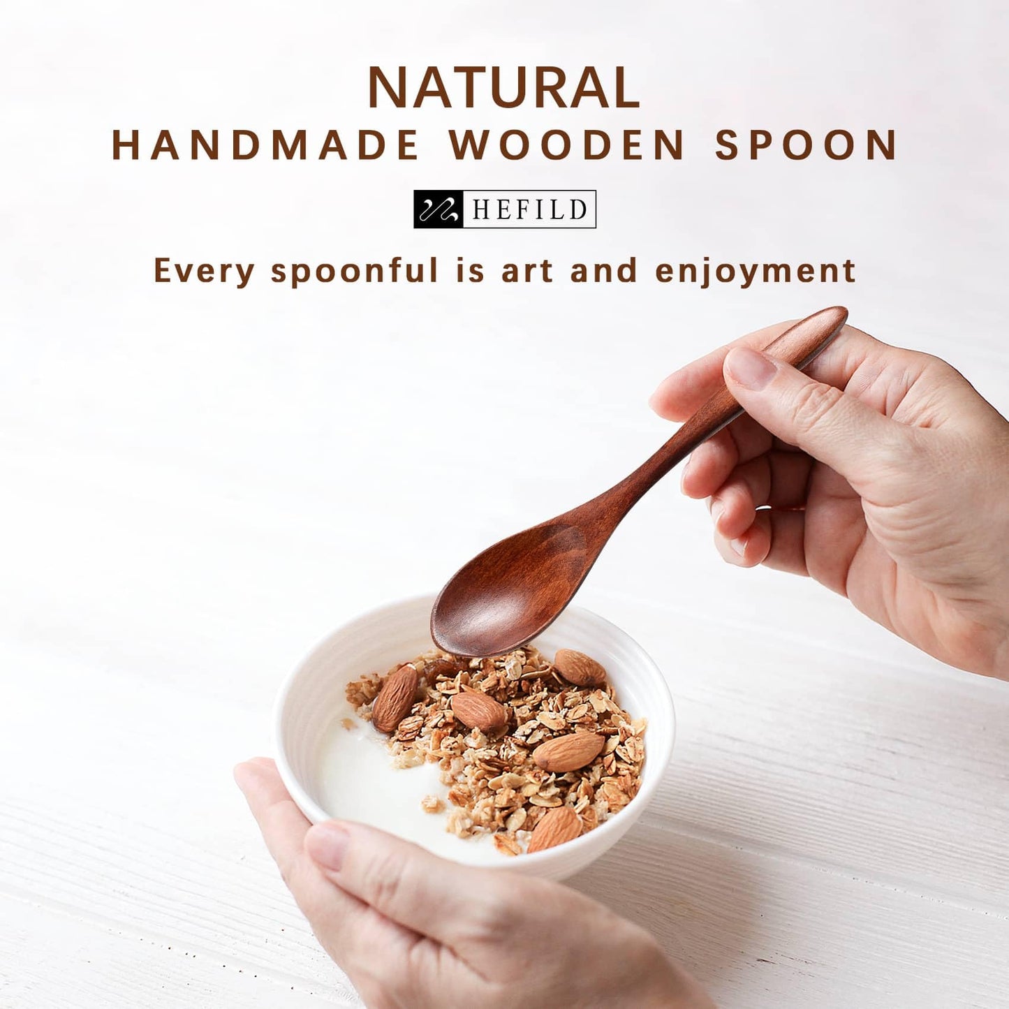 Hefild 2 PCS Wooden Spoons for Honey, 6.7 inch Small Wooden Spoons & 2 PCS Small Wooden Spoons, 5.8 Inch Honey Spoons for Tea
