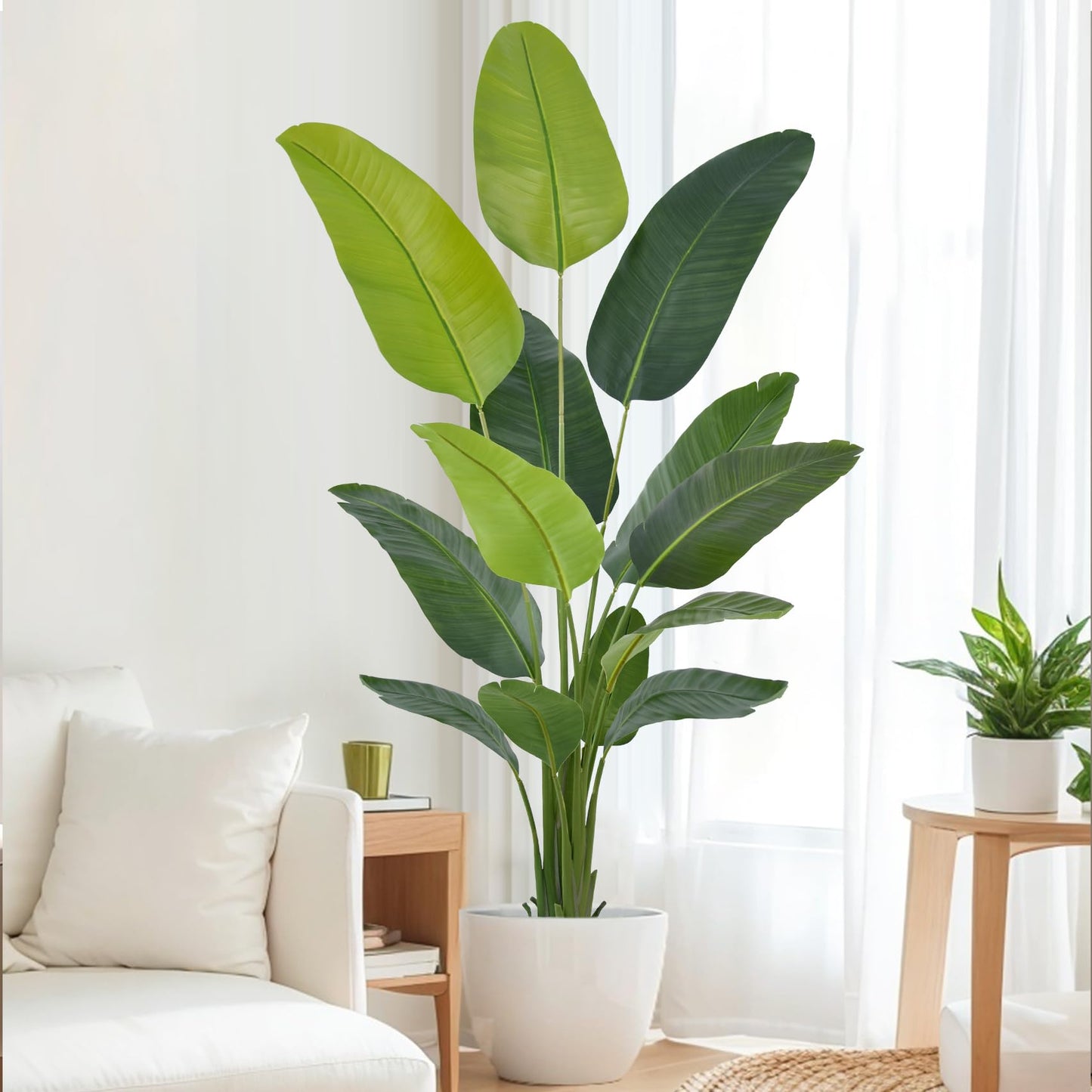 Artificial Bird of Paradise Tree 7.2FT(86in) Tall Faux Plant with Realistic 13 Leaves, Fake Tropical Floor Potted Artificial Plants for Home Office Living Room Indoor Decor (7.2feet,1Pack)