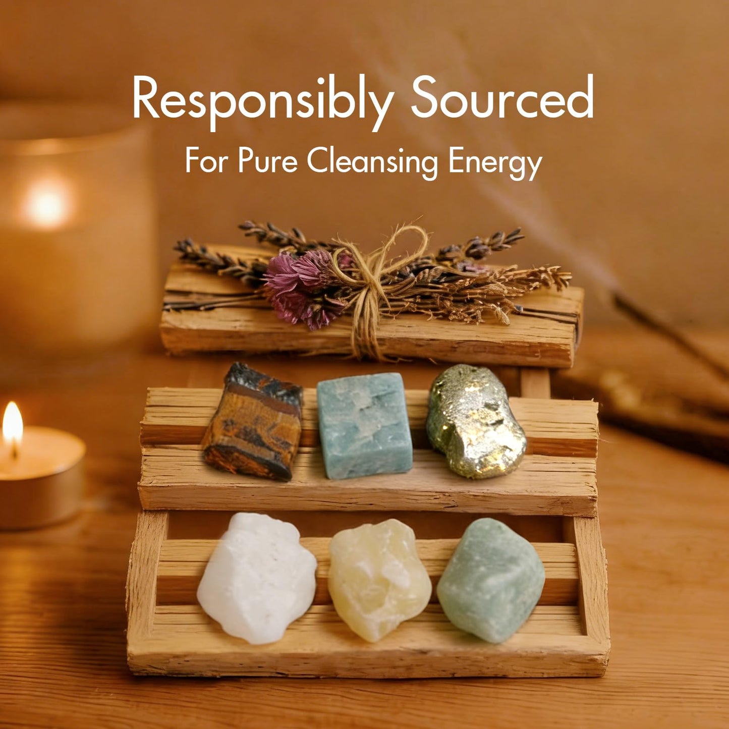 BELESTAR Abundance Healing Crystals Set - Large Raw Stones Energy Alignment Kit with Wooden Gift Box & Guidebook