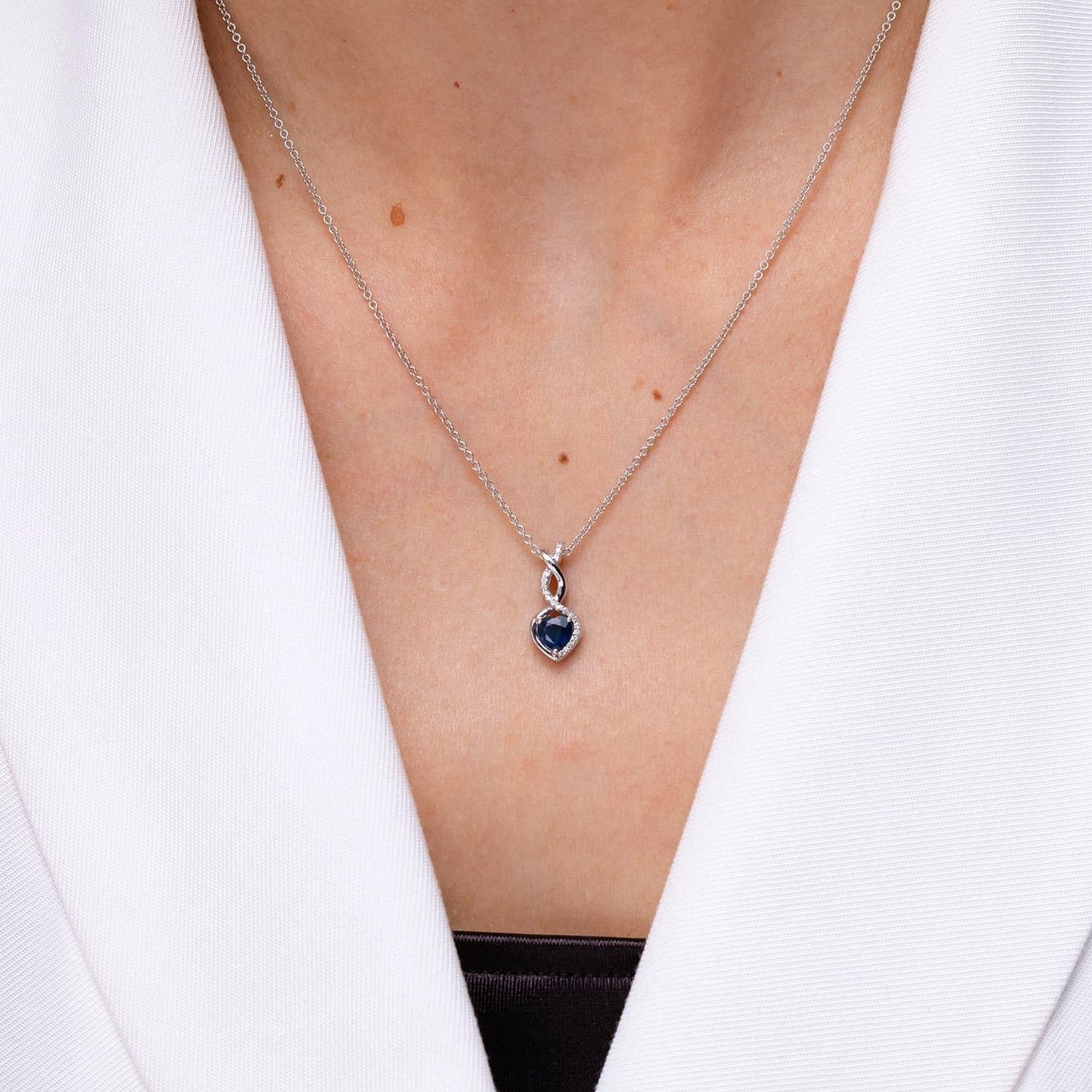 Angara Natural Blue Sapphire Pendant for Women | Heart-Shaped Blue Sapphire Infinity Pendant with Diamond Accents in Rose Gold | September Birthday, Anniversary, Gemstone Jewelry Gift | AAA | 4mm