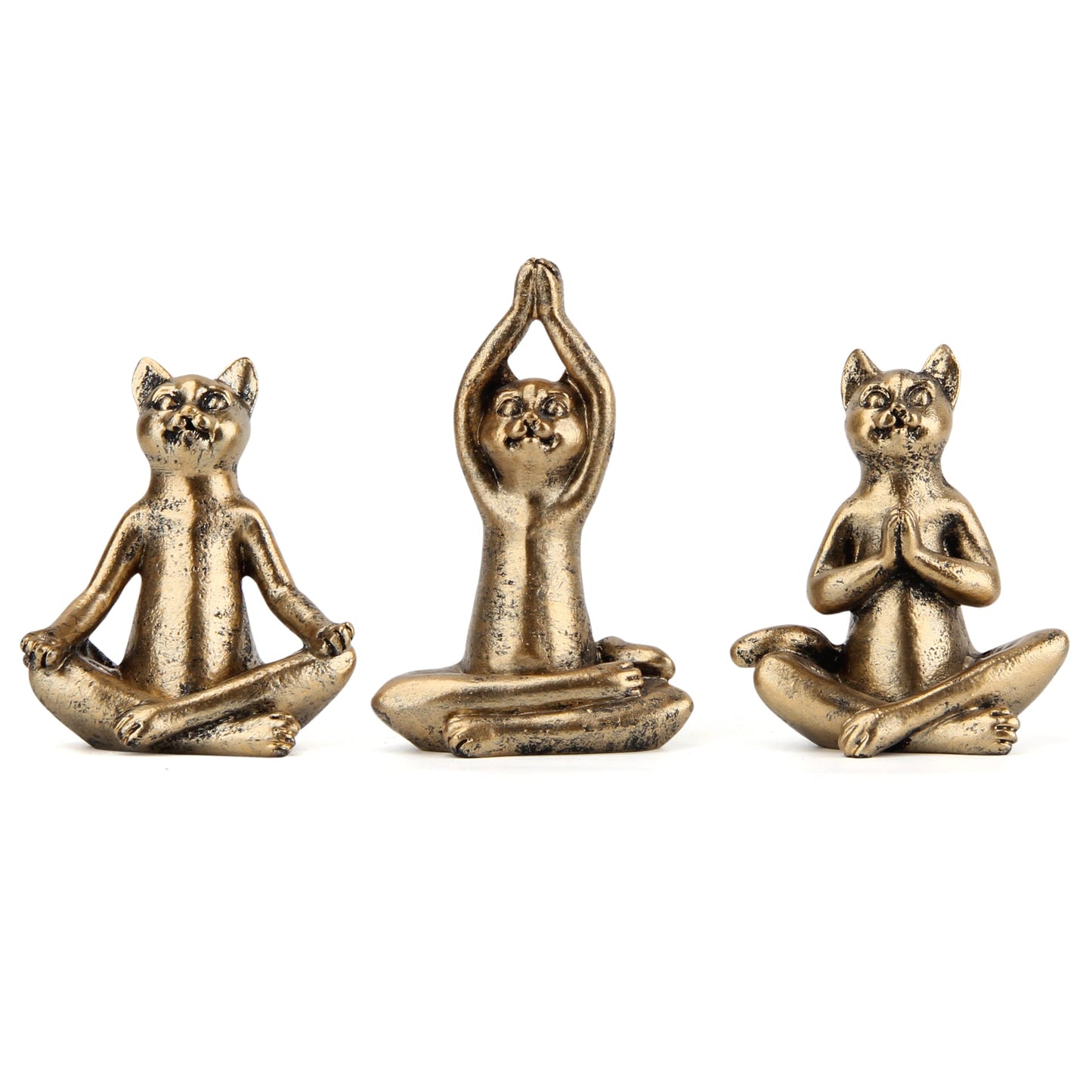 Smadeer Yoga Cat Statues for Home Decor Accents,Yoga Pose Figurine for Zen Spiritual Bedroom Living Room Office Table Desk Modern Boho Decoration,Meditation Shelf Decor Accents Antique Bronze Gift
