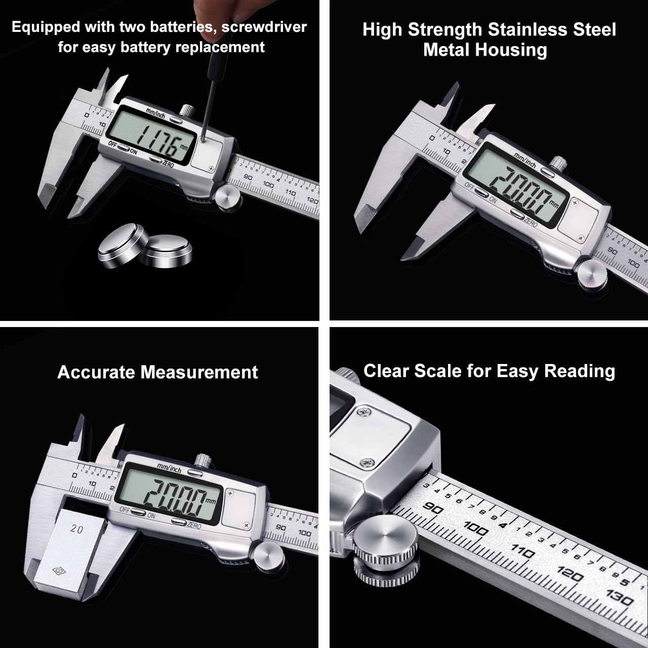 Kynup Digital Vernier Caliper, 150mm Electronic Calipers Measuring Tool, Precision Digital Tool Vernier Micrometer Measuring Tools with Mm/Inch/Fraction Conversion