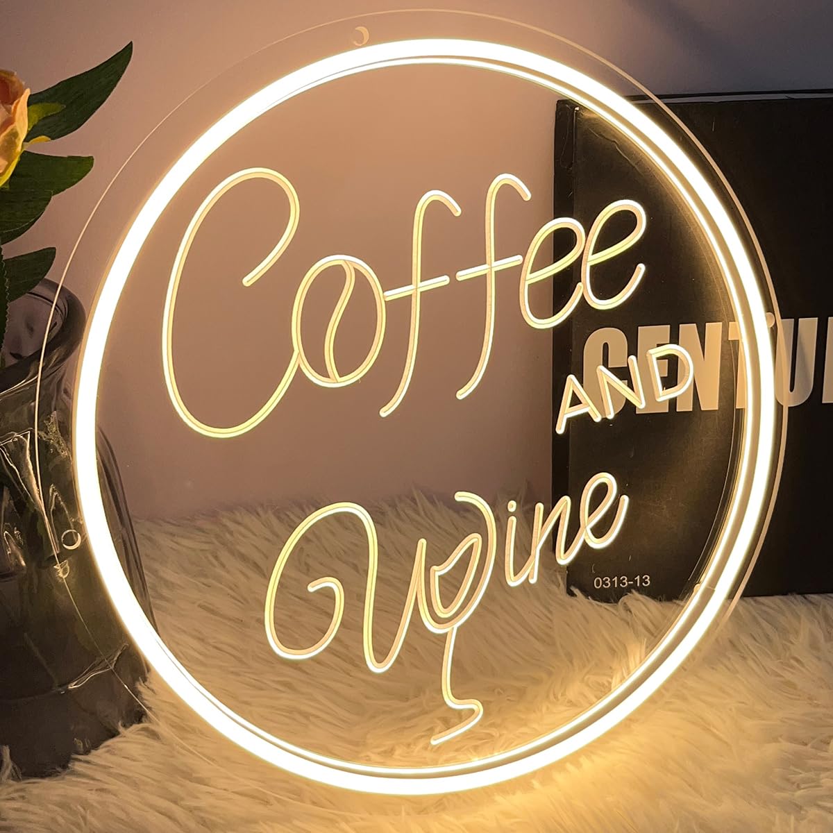 Coffee & Wine Neon Sign For Wall Decor 3D Art Carving Design Indoor Bedroom Led Neon Signs Backdrop Flex Christmas Party Business Shop Window Wedding Living Room Birthday Gift(Warm White,USB,30×30CM)