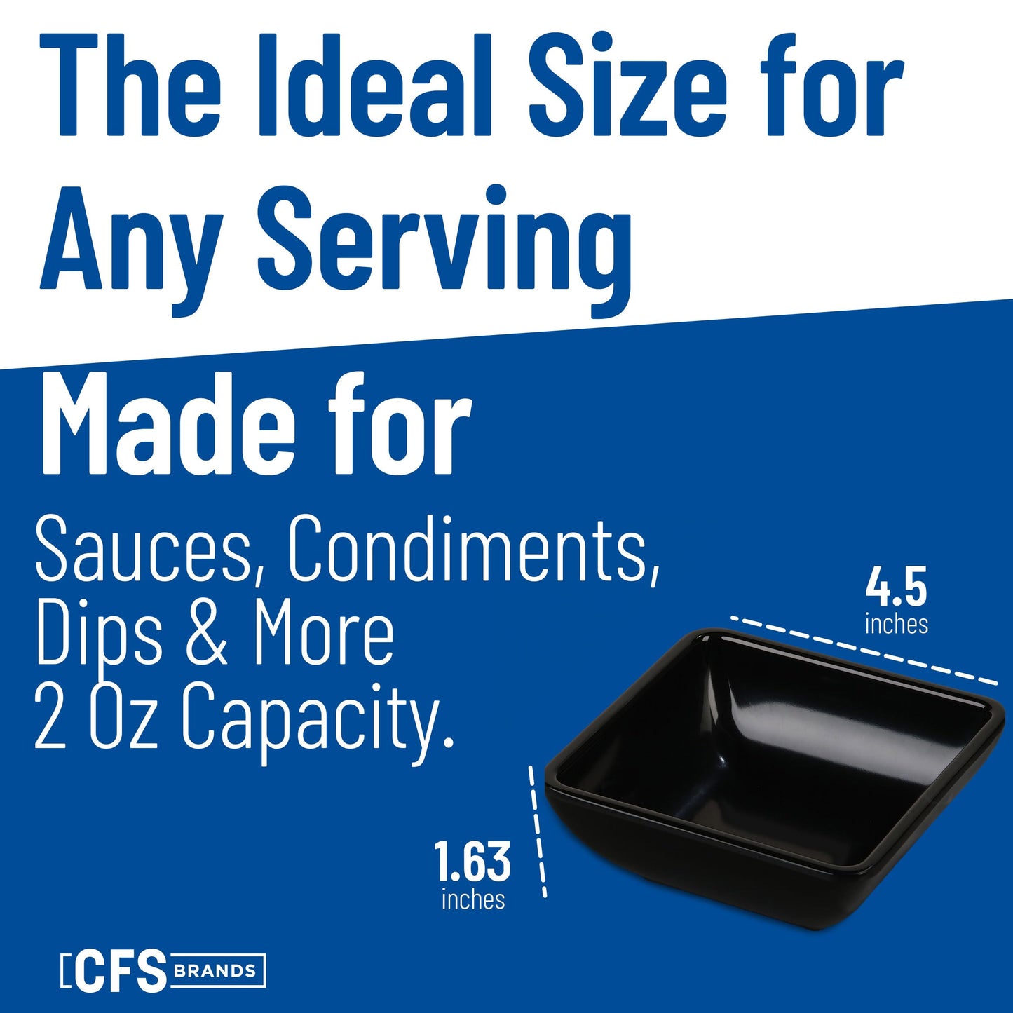 Carlisle FoodService Products 086003 Melamine Single Square Ramekin, 2 oz Capacity, 1-1/2" Length x 1-3/16" Width x 1" Height, Black (Case of 48)