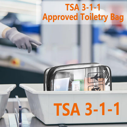 TREALDATE TSA Approved Toiletry Bag 3Pcs - 3 Pack Clear Travel Bags for Toiletries, Carry on Airport Airline Compliant Bag,Makeup Bags Clear Toiletry bags Quart Size Travel Bag,Black
