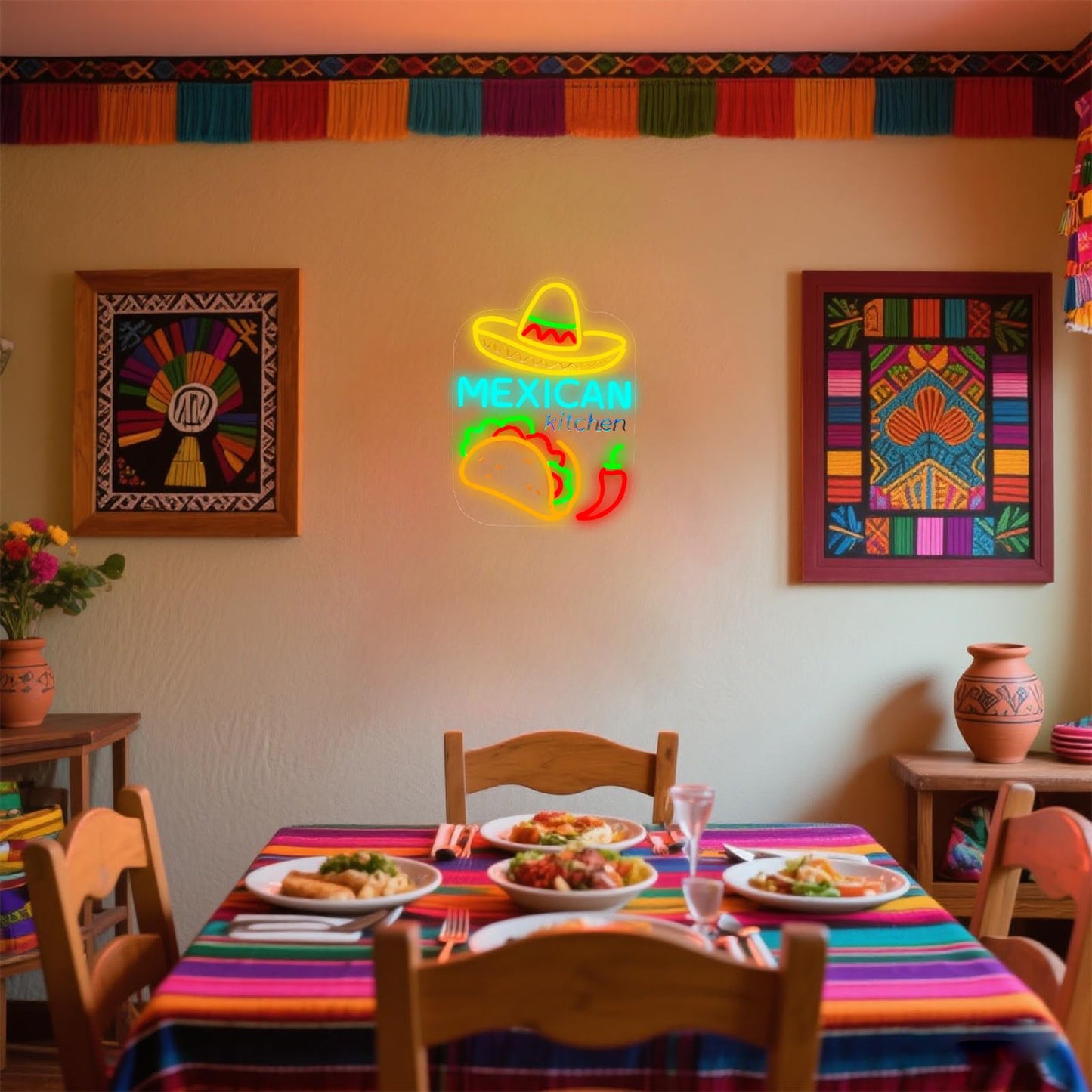 Mexican Taco Neon Sign - LED Restaurant Decor for Mexican Kitchen, Taco Party Decorations, 16.5x12" USB Wall Light - Mexican Food Gifts for Restaurants & Homes